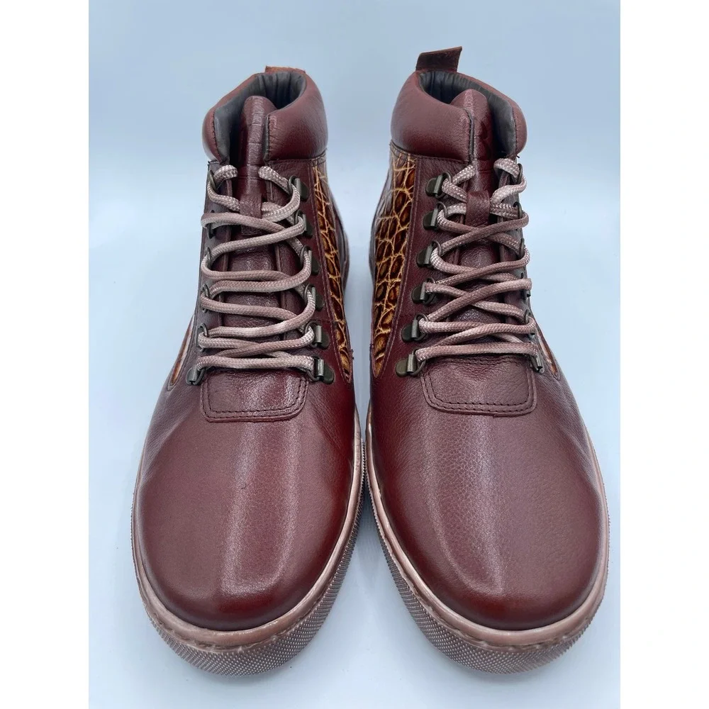 Belvedere Lucio Mens Brown Leather Alligator High Top Sneakers Size 12 Y12/LUCIO